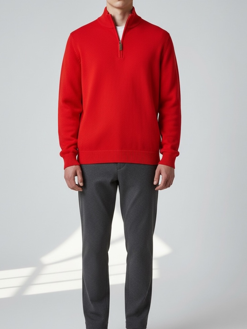 Club Room Men’s Red 1/4 Zip-Up Waffle Knit Cotton Sweater
